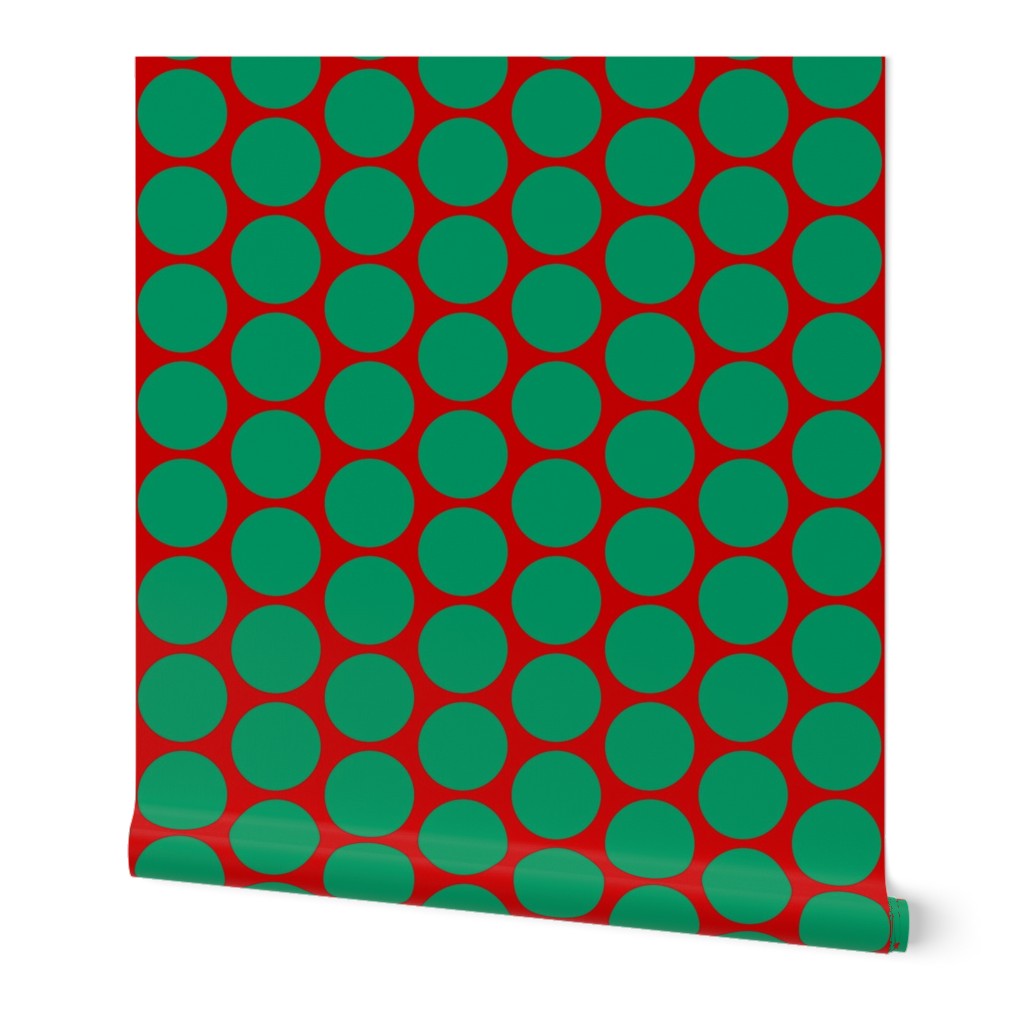 ChristmasHowdy: Polka Dot Green On Red