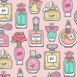 Perfume Bottles on Light Pink