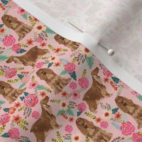 cocker spaniel florals (smaller) dog fabric floral flowers dog pattern - pink