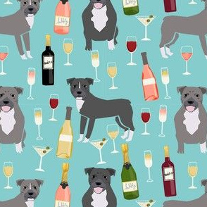 pitbull grey coat wine champagne cocktails dog breed fabric light blue