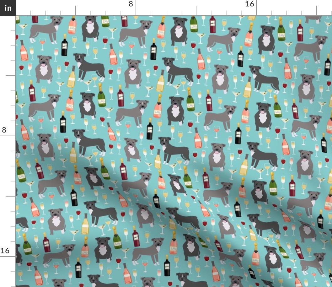 pitbull grey coat wine champagne cocktails dog breed fabric light blue