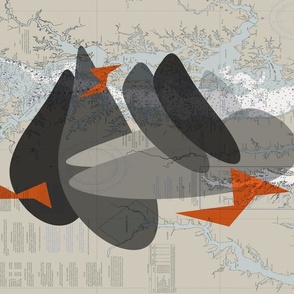 Tea towel travel pilot whales map Chesapeake Bay Maryland