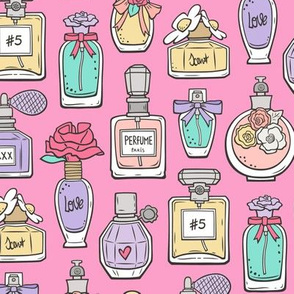 Perfume Bottles on Pink