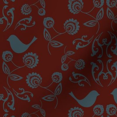 Bird Wallpaper with Deep Crimson Back