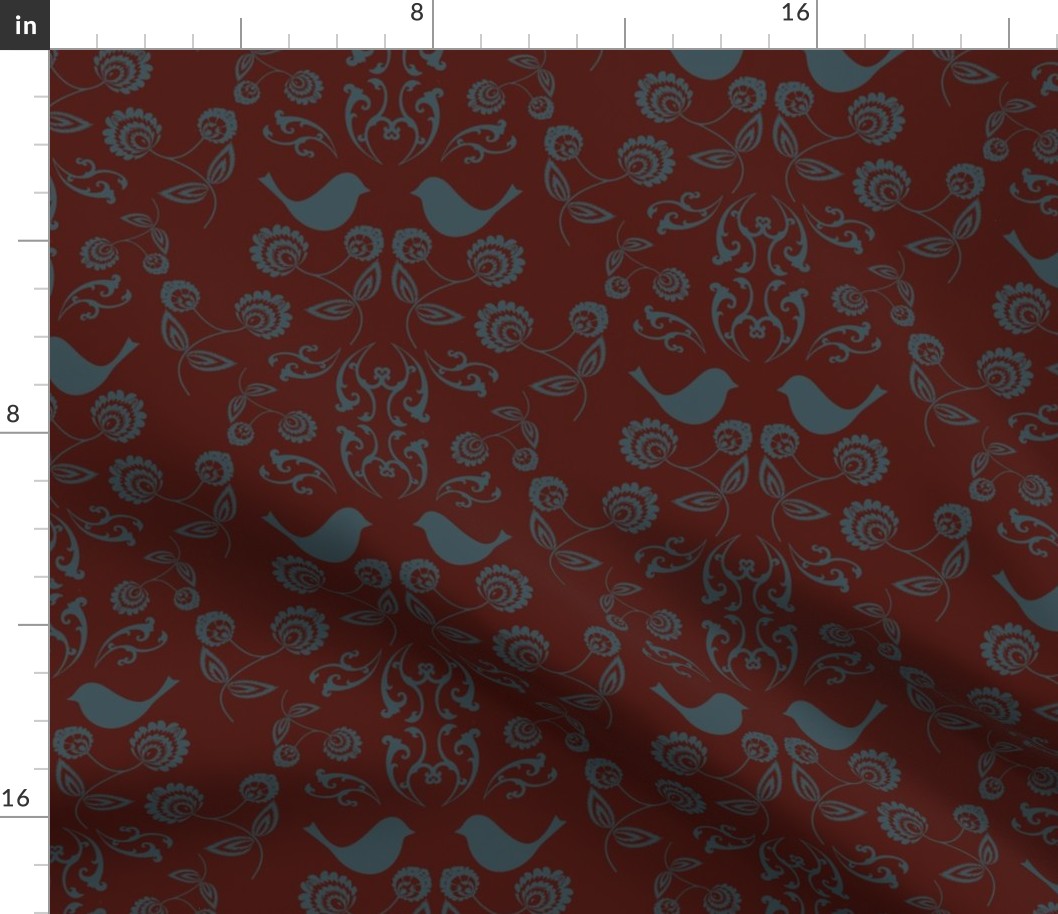 Bird Wallpaper with Deep Crimson Back