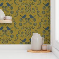 Bird-wallpaper-with-Gold-Chartreuse-Back