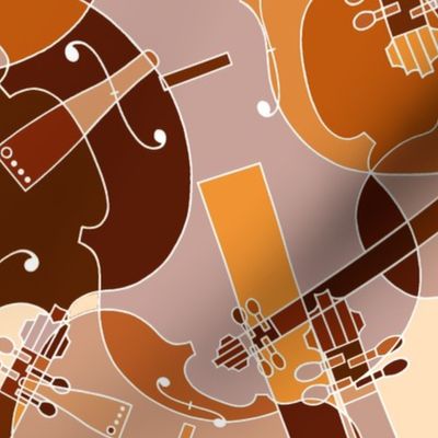 scattered violins, violas, cellos in brown (1)
