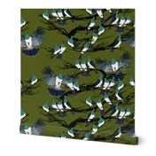 Kereru tile moss sky black branches