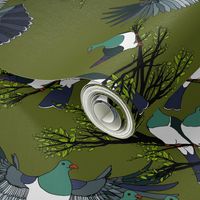 Kereru tile moss sky black branches