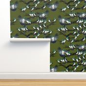 Kereru tile moss sky black branches