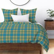 Distressed blue + yellow Stewart plaid by Su_G_©SuSchaefer