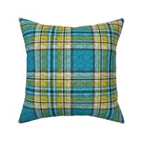 Distressed blue + yellow Stewart plaid by Su_G_©SuSchaefer