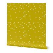 Basic geometric raw brush crosses pattern mustard yellow SMALL