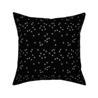 Basic geometric raw brush crosses pattern black monochrome SMALL