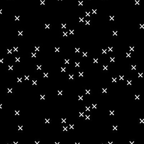 Basic geometric raw brush crosses pattern black monochrome SMALL