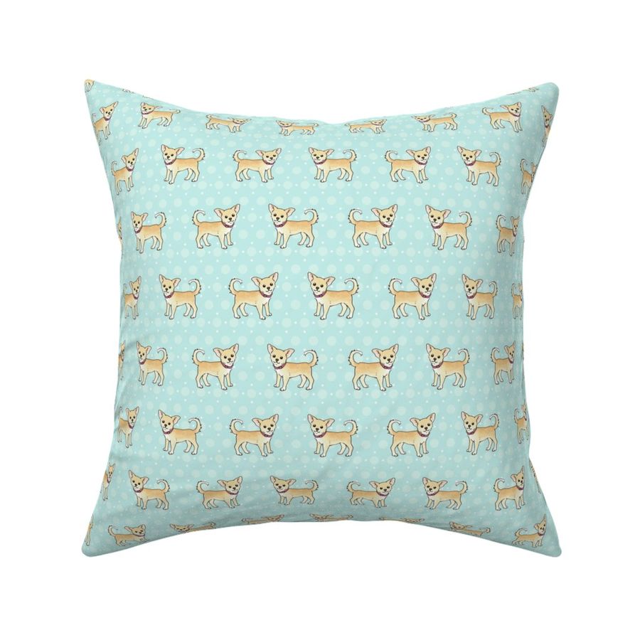 Chihuahuas on pastel blue