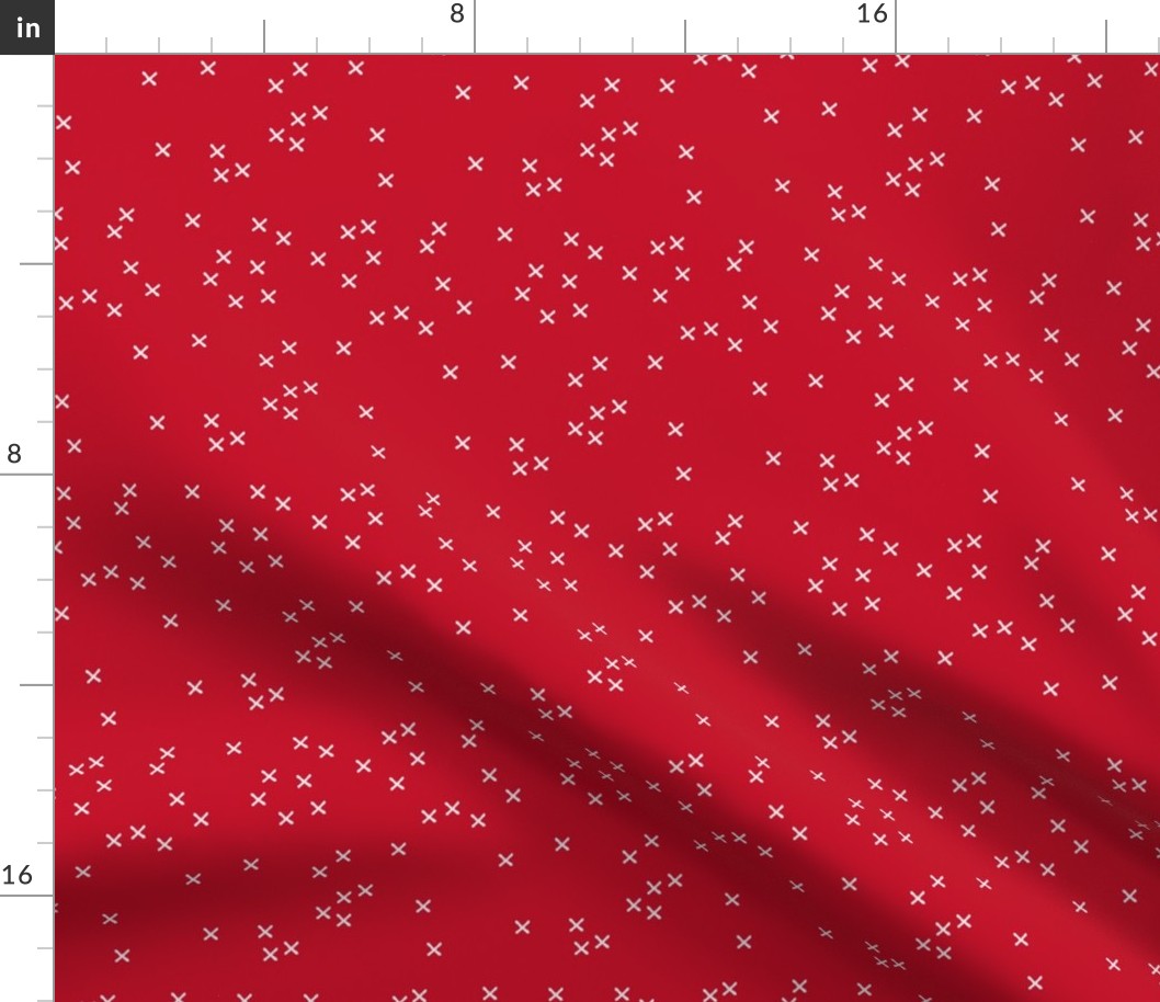Basic geometric raw brush crosses pattern red SMALL