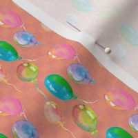 WATERCOLOR BALLONS PATTERN CORAL GINGHAM