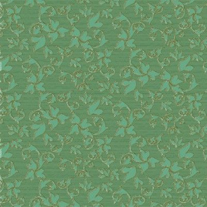 Distressed Aqua Leaves with Jade Green Background