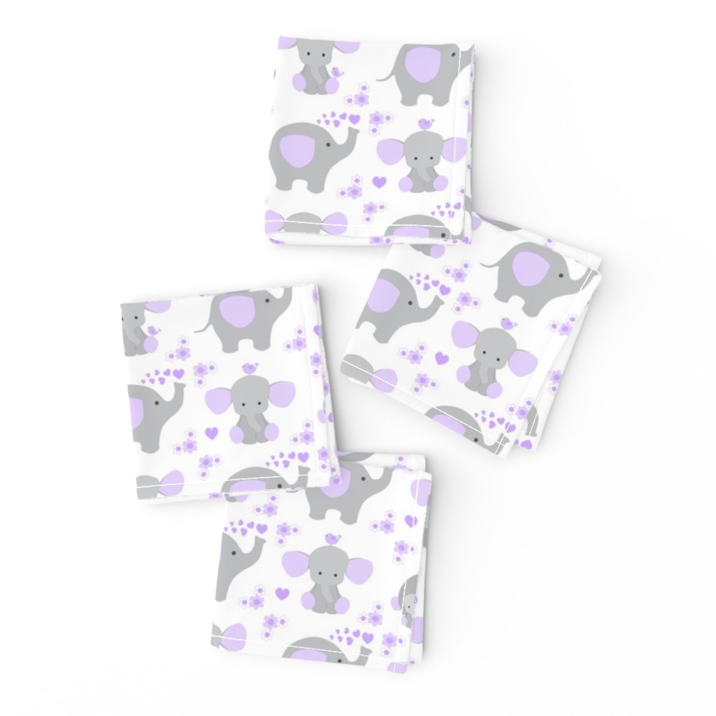 Elephant Purple Lavender Floral Girl Nursery 