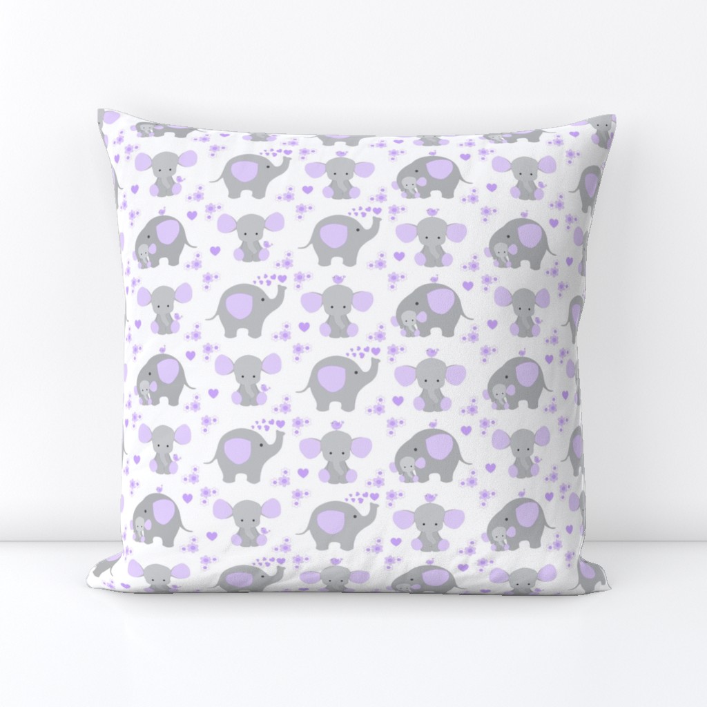 Elephant Purple Lavender Floral Girl Nursery 