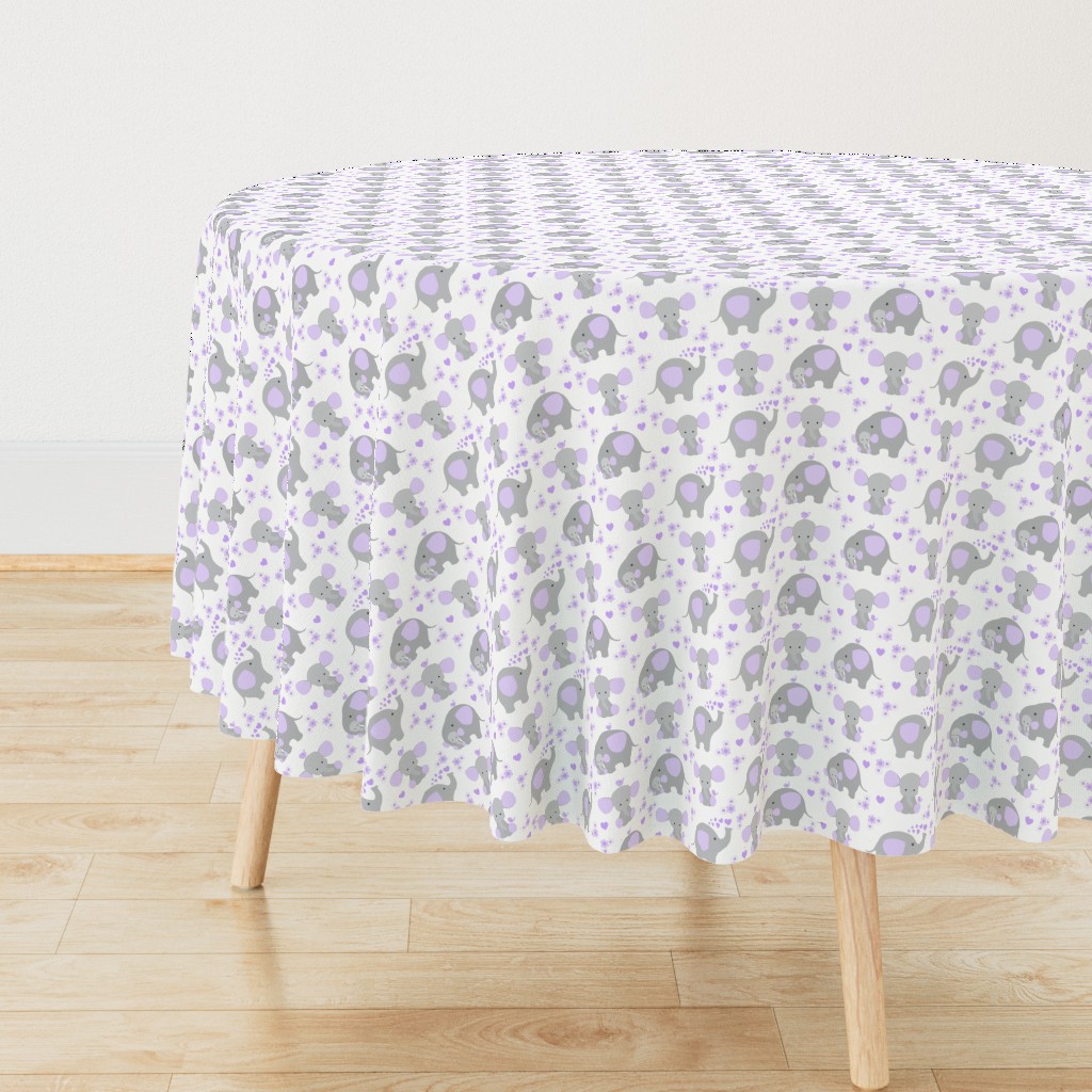 Elephant Purple Lavender Floral Girl Nursery 