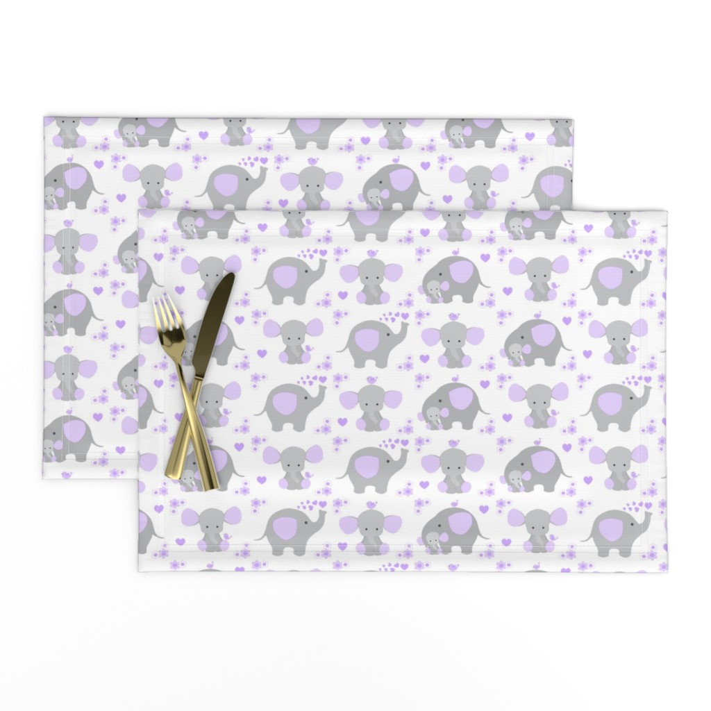 Elephant Purple Lavender Floral Girl Nursery 