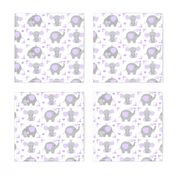 Elephant Purple Lavender Floral Girl Nursery 