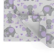 Elephant Purple Lavender Floral Girl Nursery 