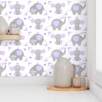 Elephant Purple Lavender Floral Girl Nursery 