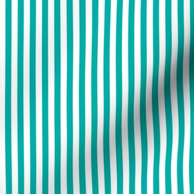 Sea Green and White Quarter Inch Vertical Stripes