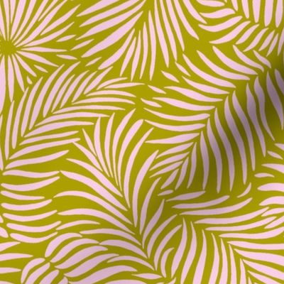 palm leaves __ olive   pink __ tropical design for beach and swim