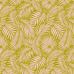 palm leaves __ olive   pink __ tropical design for beach and swim