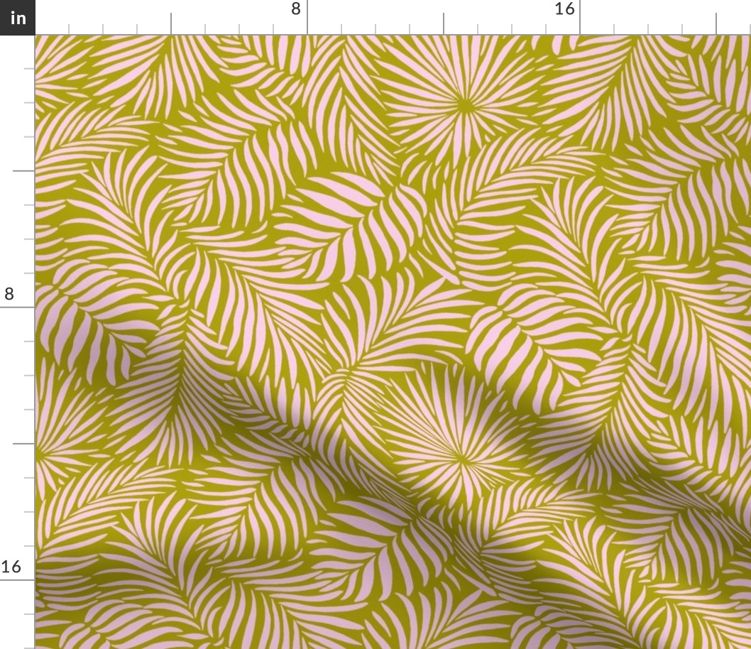 palm leaves __ olive   pink __ tropical design for beach and swim
