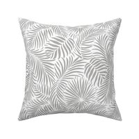 palm leaves - white  grey - tropical design for beach and swim