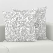 palm leaves - white  grey - tropical design for beach and swim