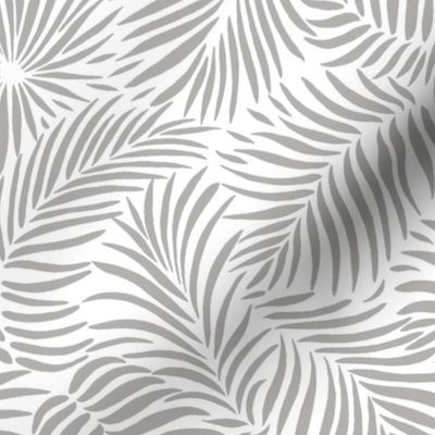 palm leaves - white  grey - tropical design for beach and swim