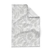 palm leaves - white  grey - tropical design for beach and swim
