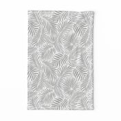 palm leaves - white  grey - tropical design for beach and swim