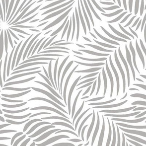 palm leaves - white  grey - tropical design for beach and swim