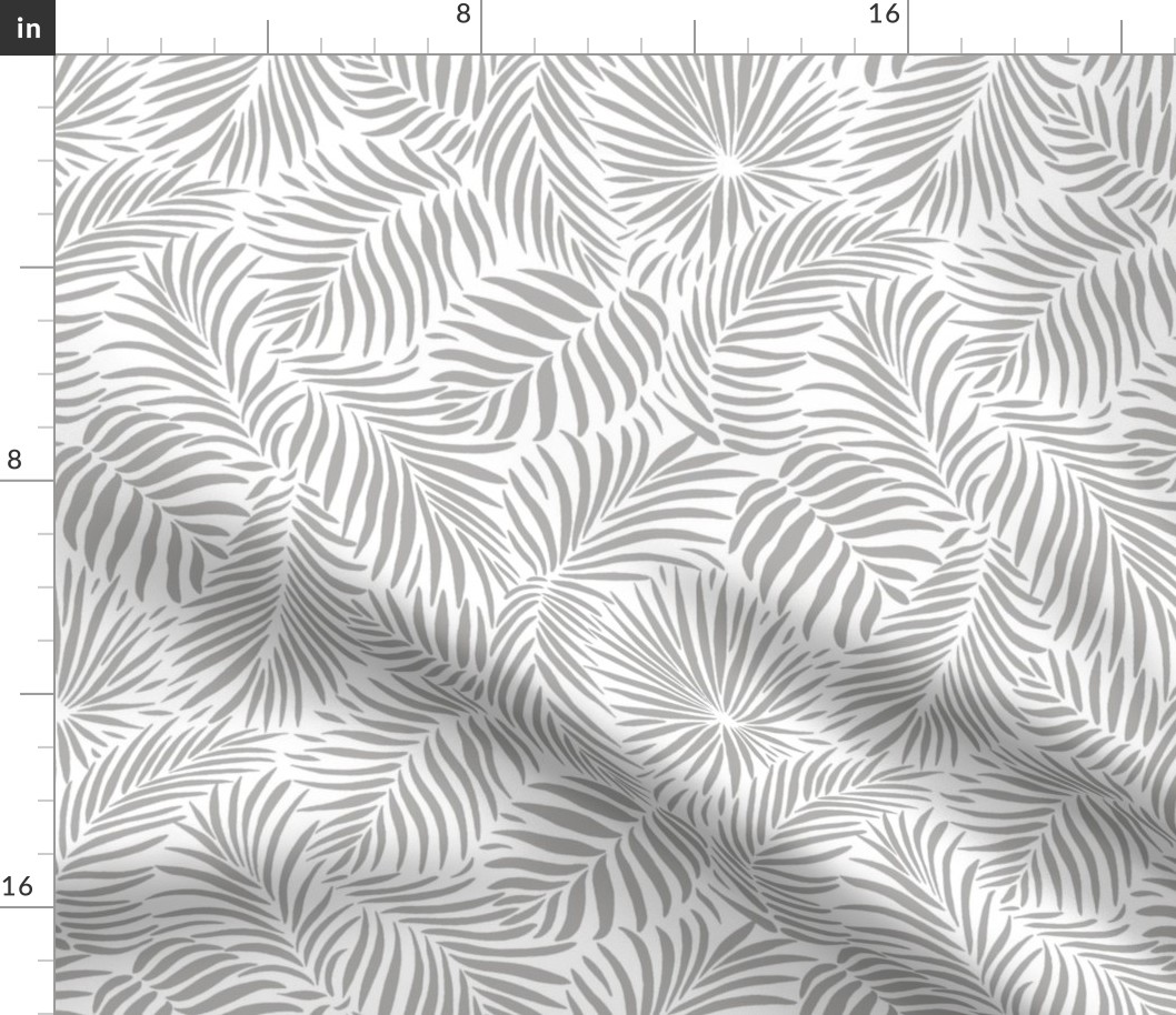 palm leaves - white  grey - tropical design for beach and swim