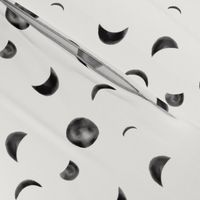 Moon phases - watercolor moon black and white