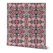 Watercolor Indian Textile Geometric Repeat Reflective Gray Pink
