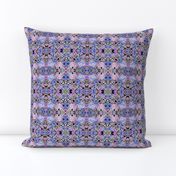 Floral Flowers Watercolor Indian Textile Geometric Repeat Reflective Purple Lavender Pink