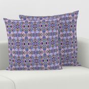 Floral Flowers Watercolor Indian Textile Geometric Repeat Reflective Purple Lavender Pink