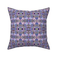 Floral Flowers Watercolor Indian Textile Geometric Repeat Reflective Purple Lavender Pink