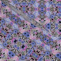 Floral Flowers Watercolor Indian Textile Geometric Repeat Reflective Purple Lavender Pink
