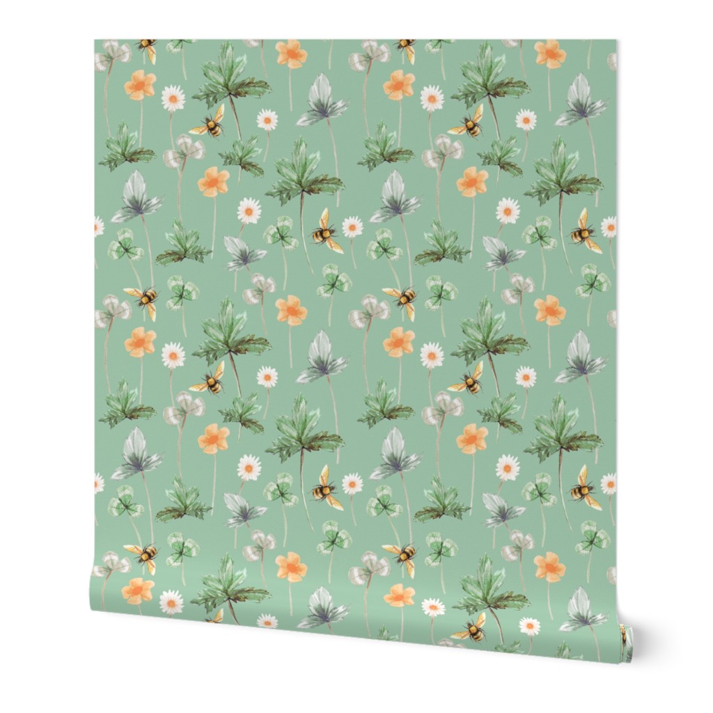 Meadow with Bees, Sage Green