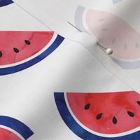 watercolor watermelon - red white and blue - July 4th