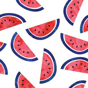 watercolor watermelon - red white and blue - July 4th